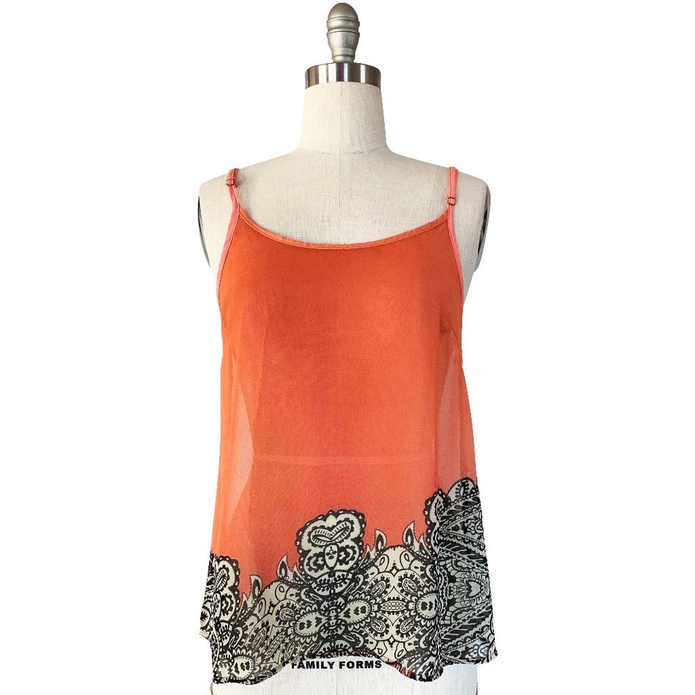 Peach & cream print georgette long length camisole